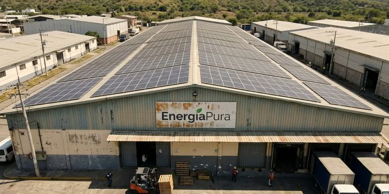 Planta solar comercial de 60kWp instalada en techo de nave industrial Ecuador